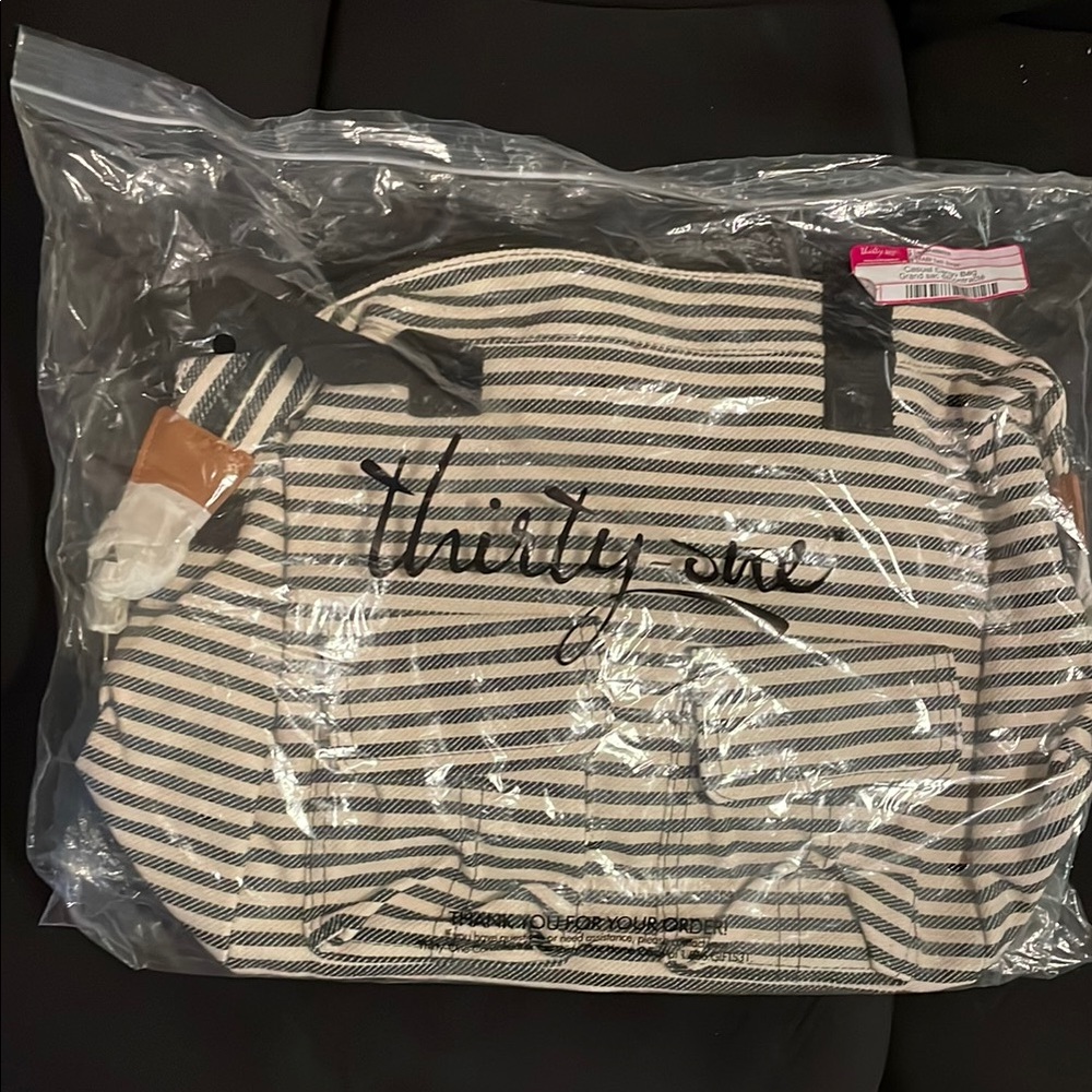 Black and Cream Striped Cargo Bag